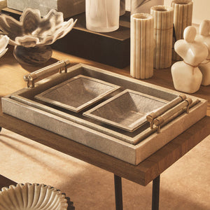 Set of Two Grey Shagreen Effect Trays | Cardona