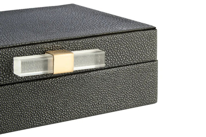 Cardona Set of Two Black Shagreen Effect Trinket Boxes