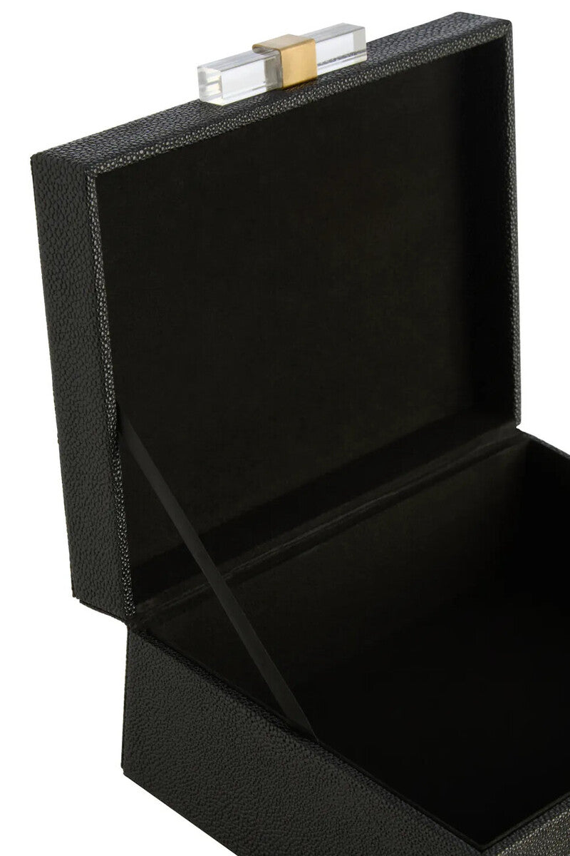Cardona Set of Two Black Shagreen Effect Trinket Boxes