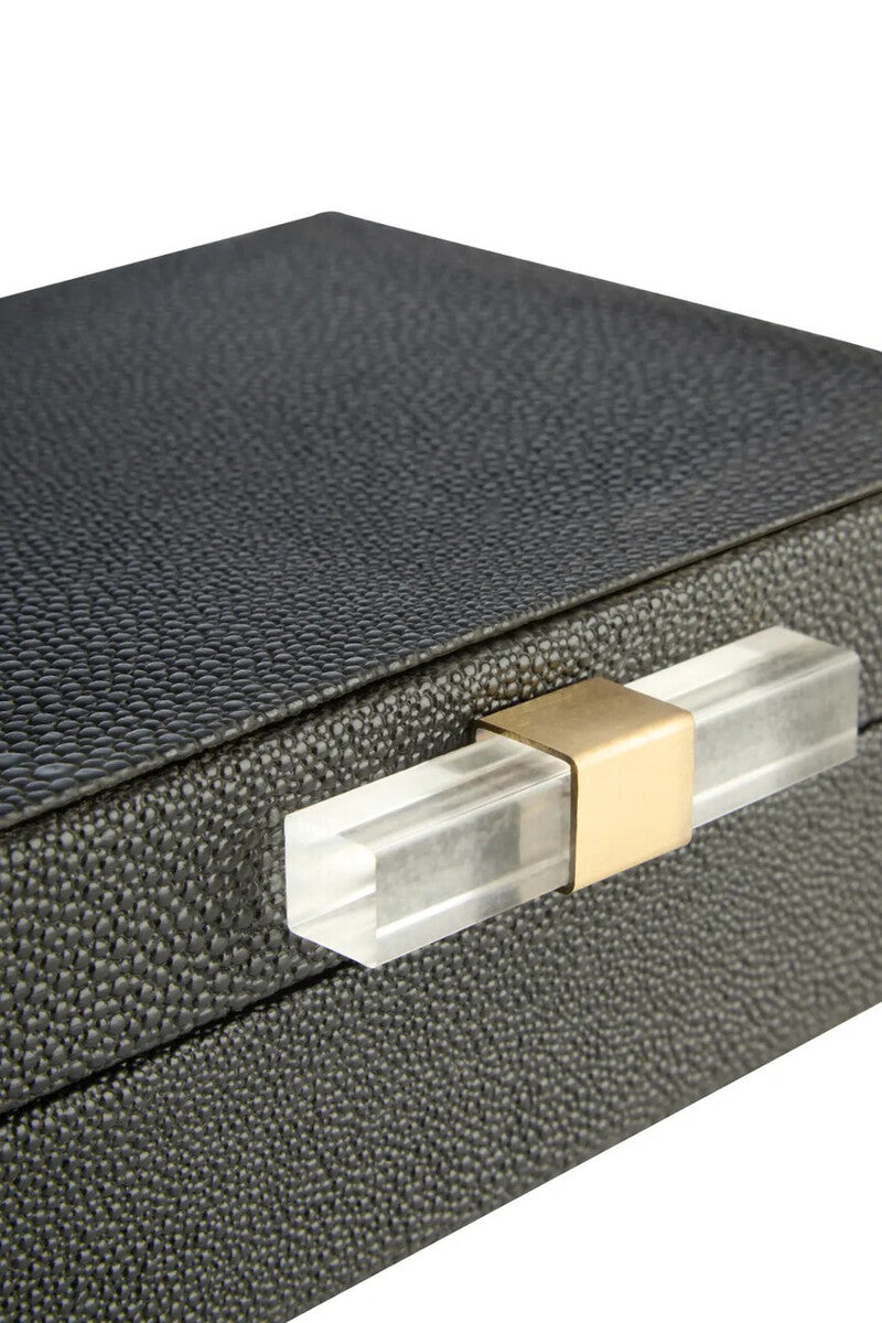 Cardona Set of Two Black Shagreen Effect Trinket Boxes