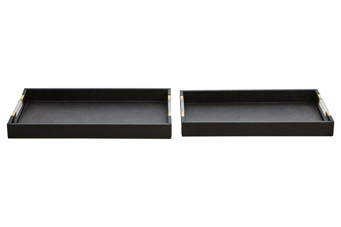 Cardona Set Of Two Black Shagreen Effect Trays