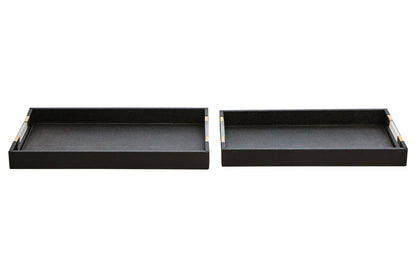Cardona Set Of Two Black Shagreen Effect Trays