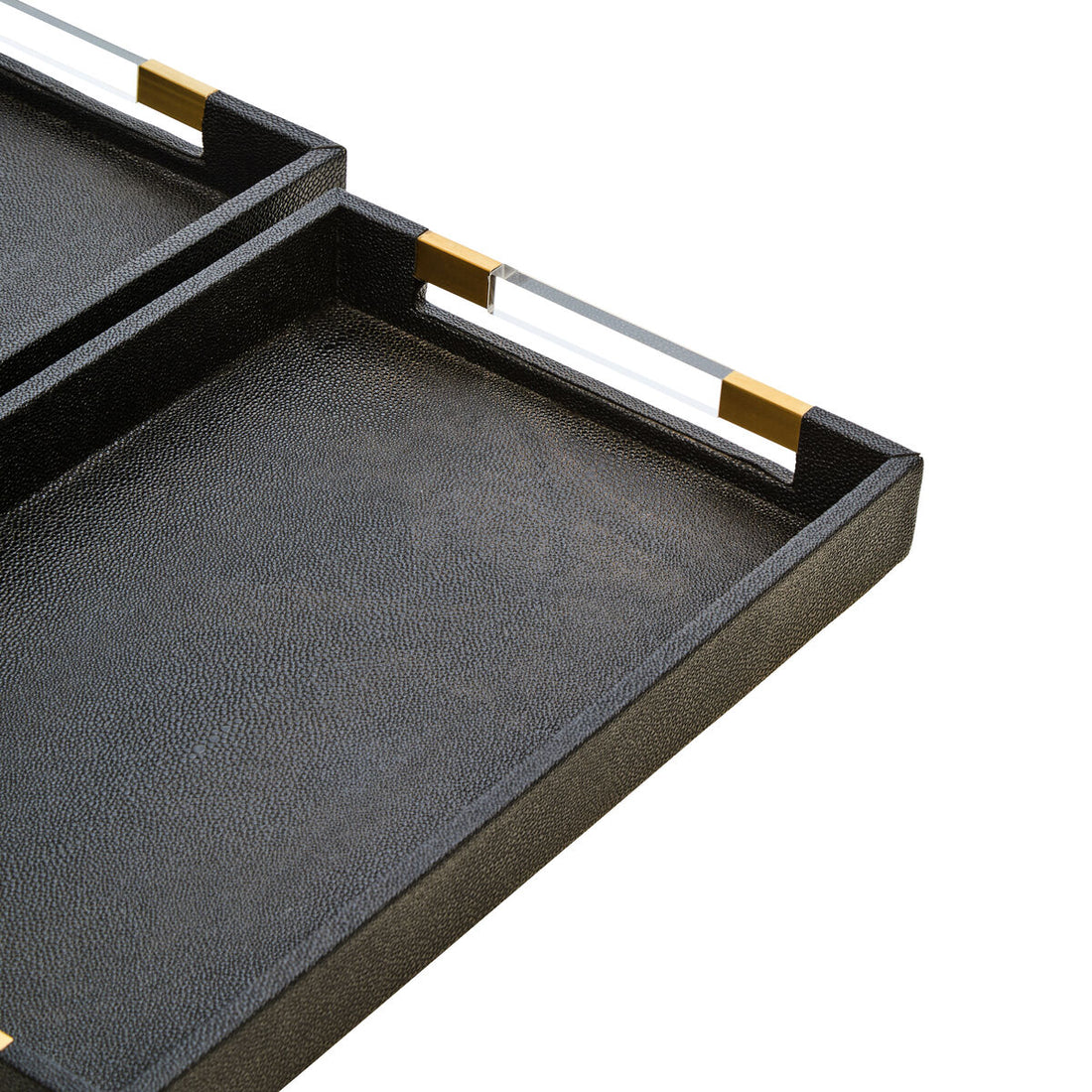 Cardona Set Of Two Black Shagreen Effect Trays
