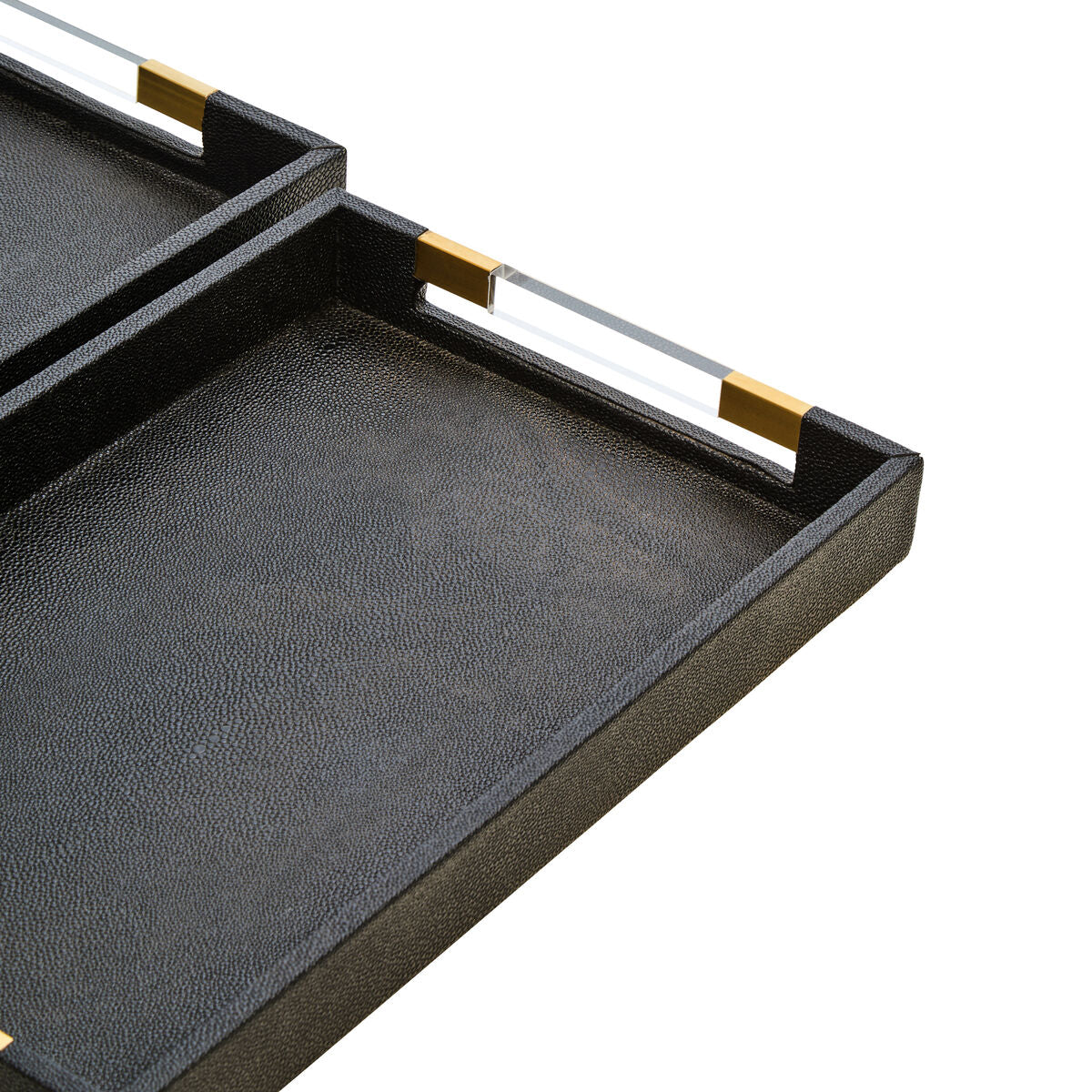 Cardona Set Of Two Black Shagreen Effect Trays