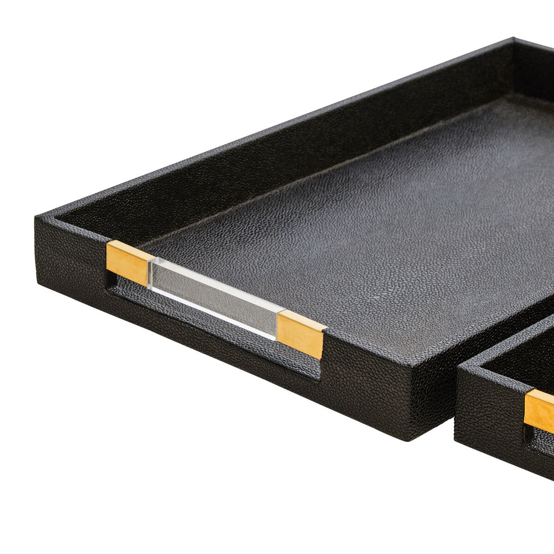 Cardona Set Of Two Black Shagreen Effect Trays