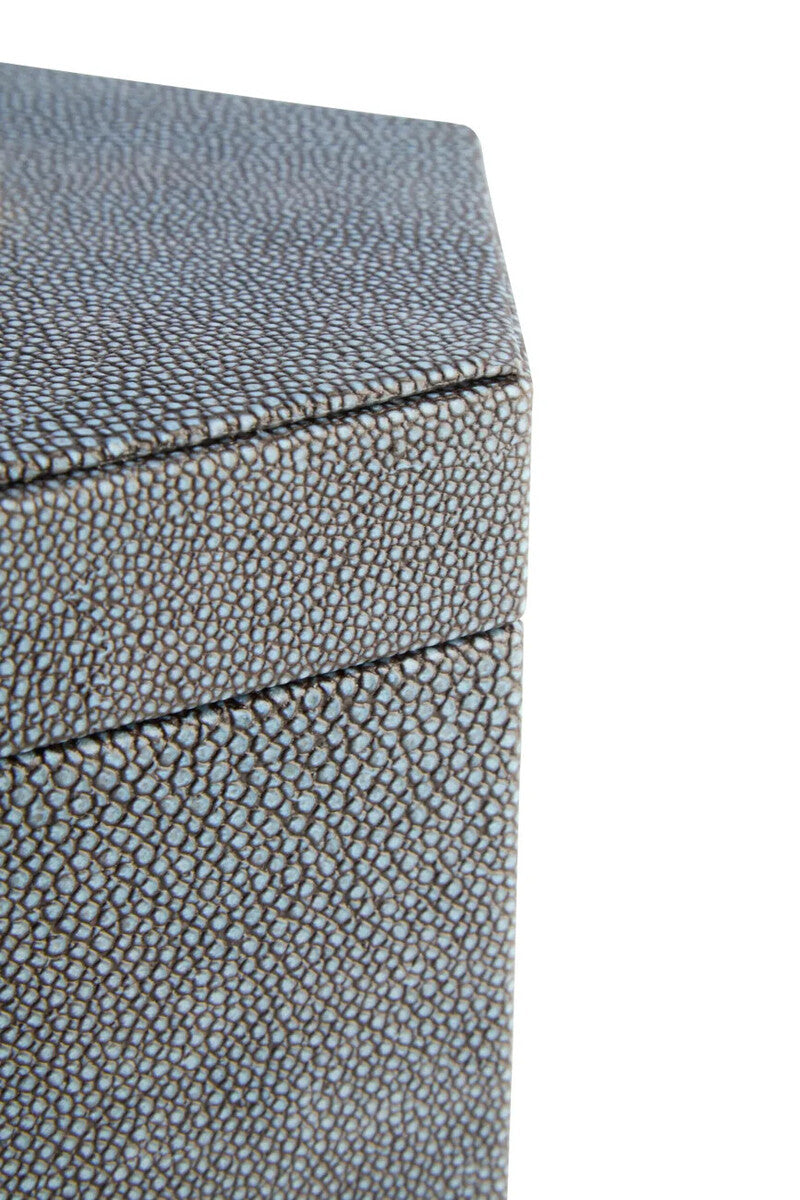 Cardona Set Of Two Hexagonal Blue Shagreen Effect Trinket Boxes