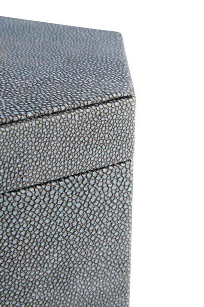 Cardona Set Of Two Hexagonal Blue Shagreen Effect Trinket Boxes