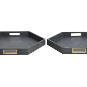 Set of Two Hexagonal Blue Shagreen Effect Trays | Cardona