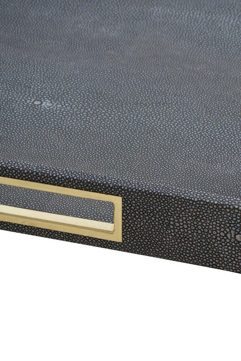Cardona Set Of Two Hexagonal Blue Shagreen Effect Trays