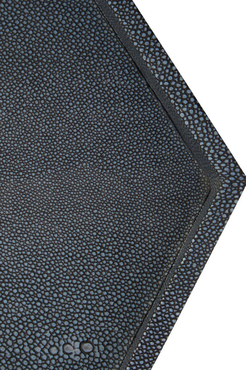 Cardona Set Of Two Hexagonal Blue Shagreen Effect Trays