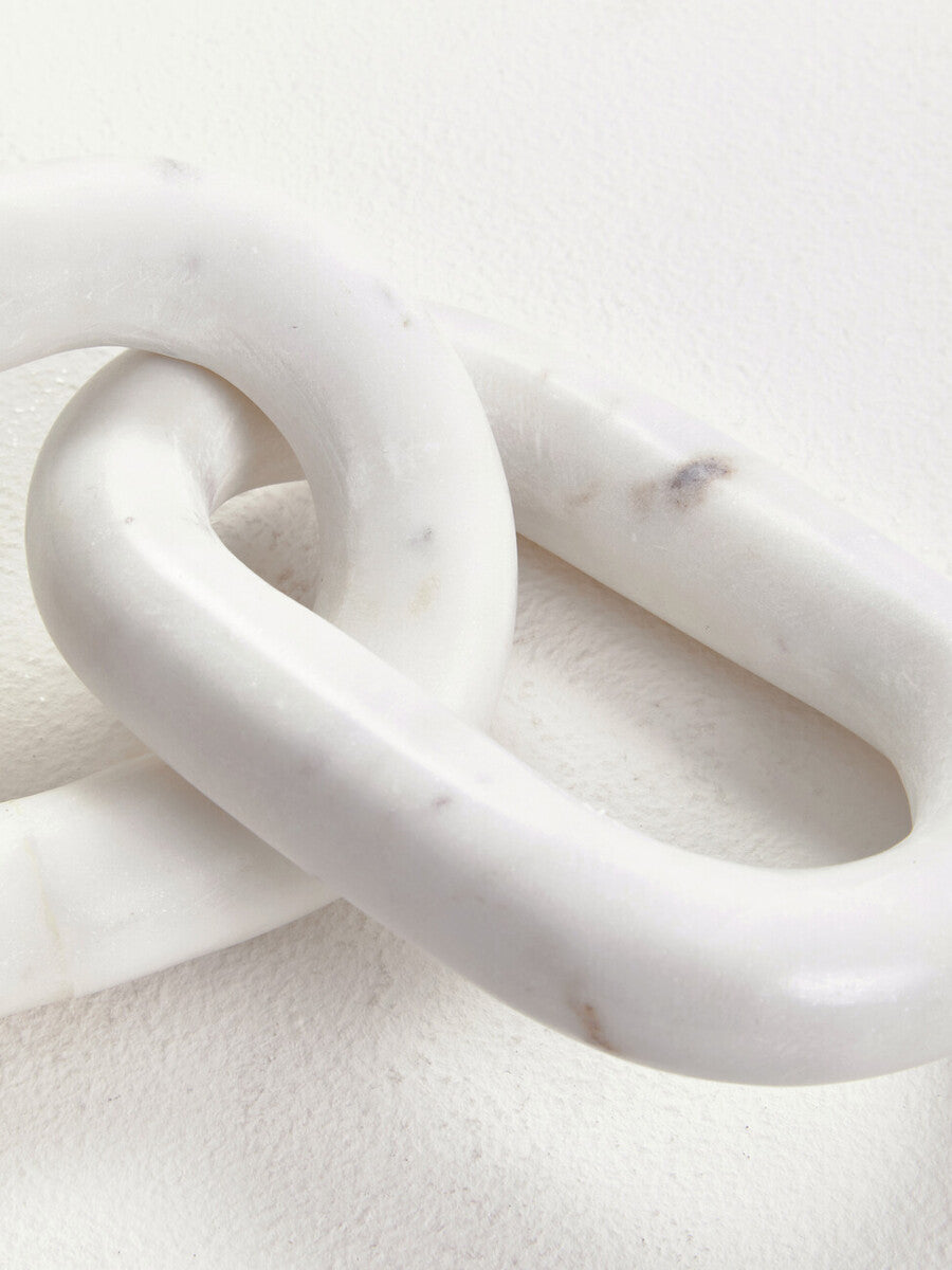 Nason White Marble Three Link Chain Sculpture
