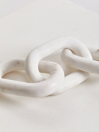 Nason White Marble Three Link Chain Sculpture