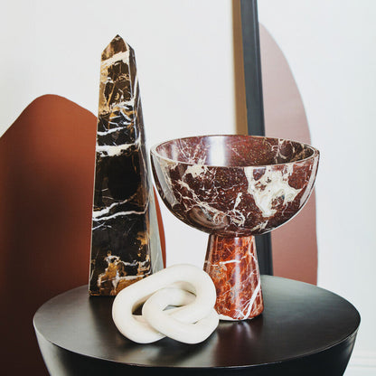 Nason White Marble Three Link Chain Sculpture