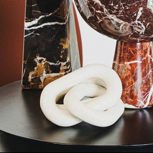 Nason White Marble Three Link Chain Sculpture