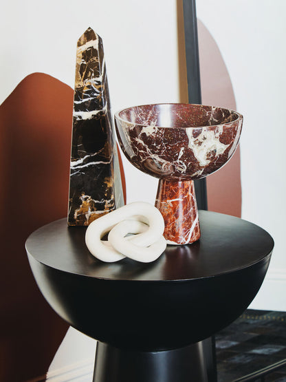 White Marble Three Link Chain Sculpture | Nason