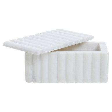 Nason White Marble Ribbed Box