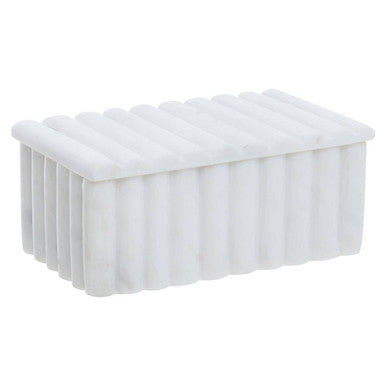 Nason White Marble Ribbed Box