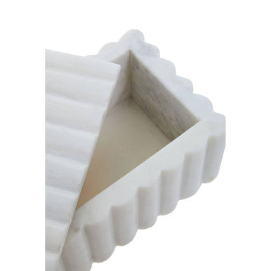Nason White Marble Ribbed Box