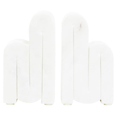 Nason Set Of 2 White Marble Bookends