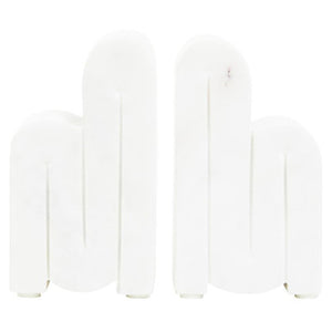 Nason Set Of 2 White Marble Bookends