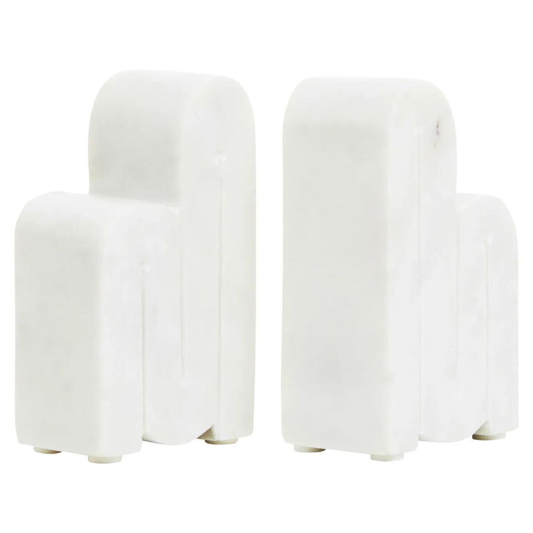 Nason Set of Two White Marble Bookends