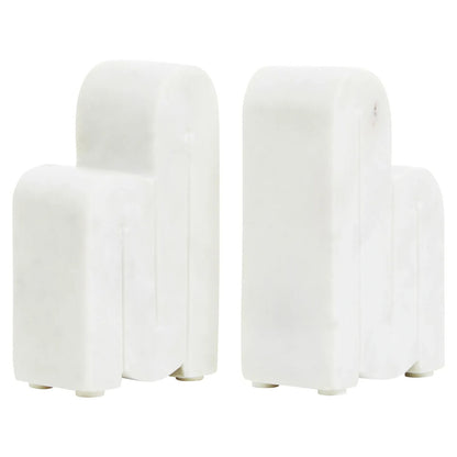 Set of Two White Marble Bookends | Nason