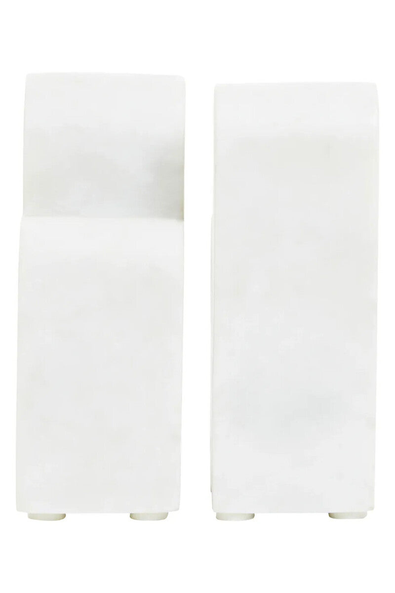 Nason Set of Two White Marble Bookends