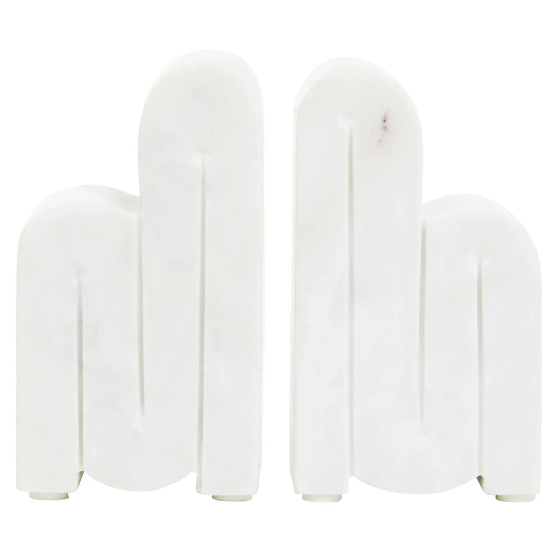 Nason Set of Two White Marble Bookends