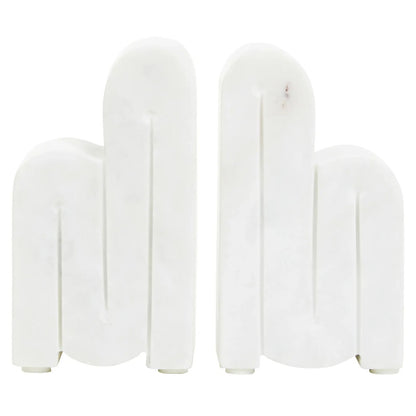 Set of Two White Marble Bookends | Nason
