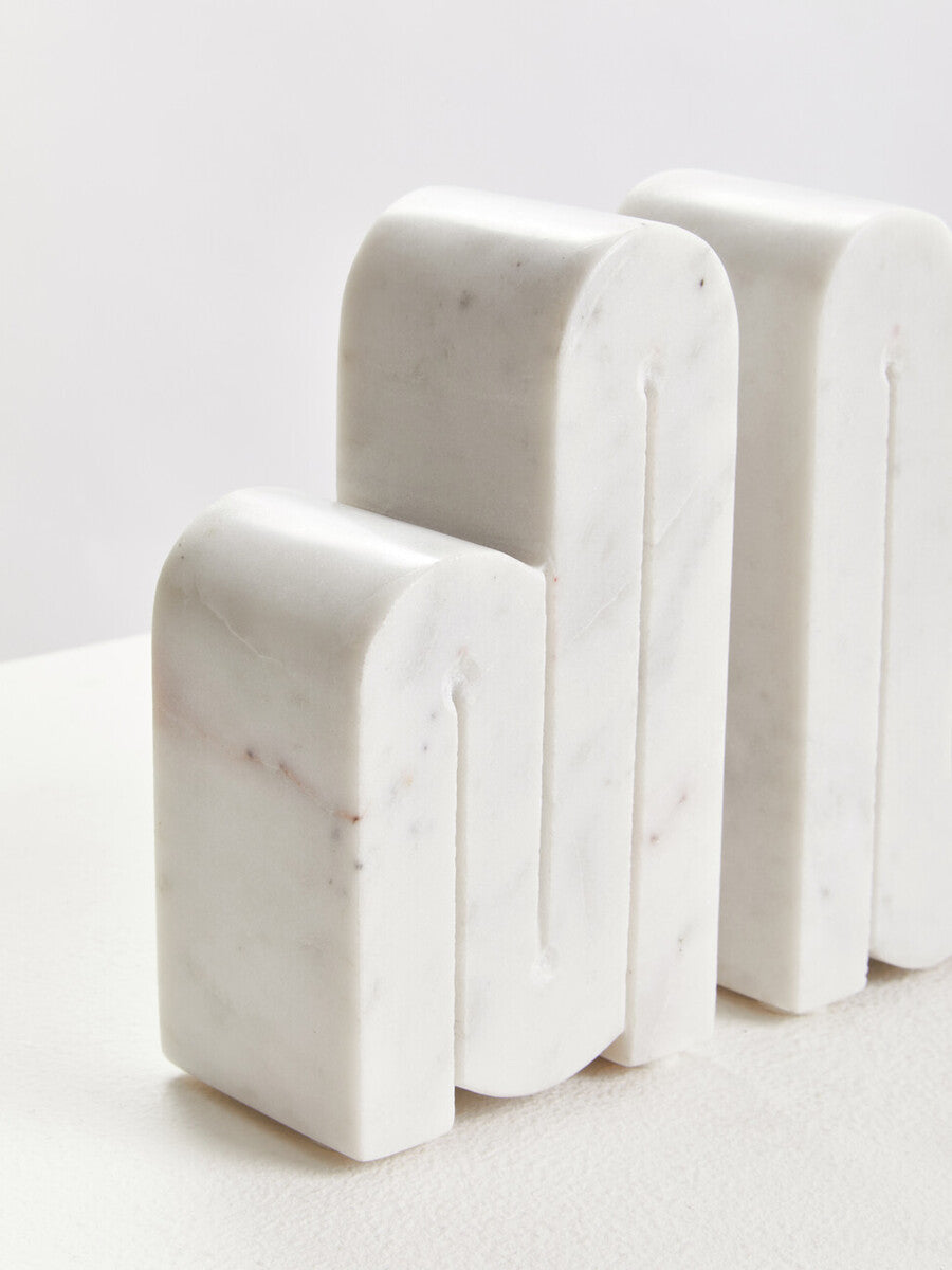 Nason Set of Two White Marble Bookends