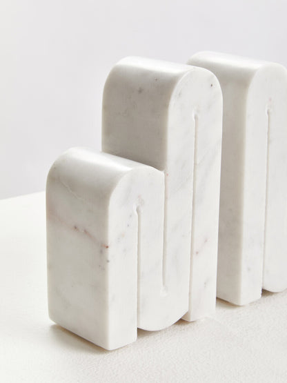 Set of Two White Marble Bookends | Nason