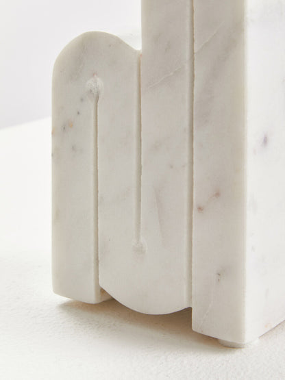 Set of Two White Marble Bookends | Nason