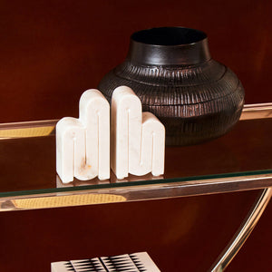 Nason Set Of 2 White Marble Bookends