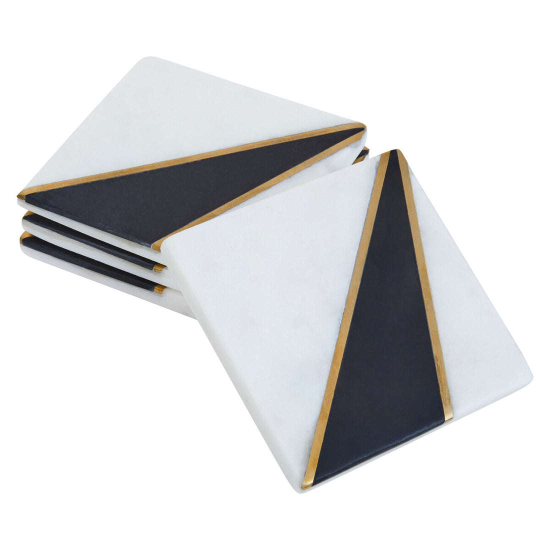 Omari Set of 4 White And Black Marble Coasters