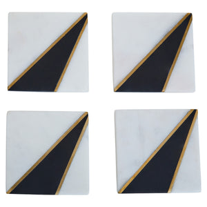 Omari Set of 4 White And Black Marble Coasters
