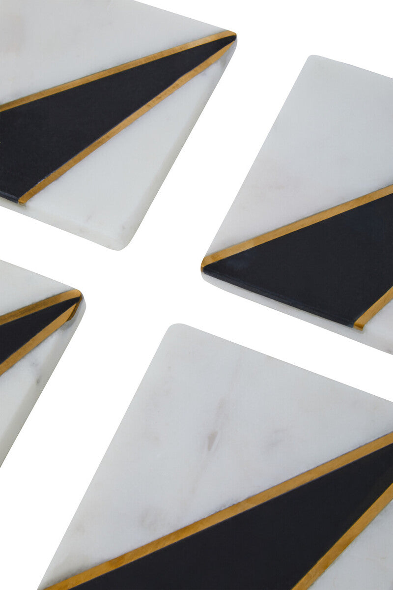 Omari Set of 4 White And Black Marble Coasters