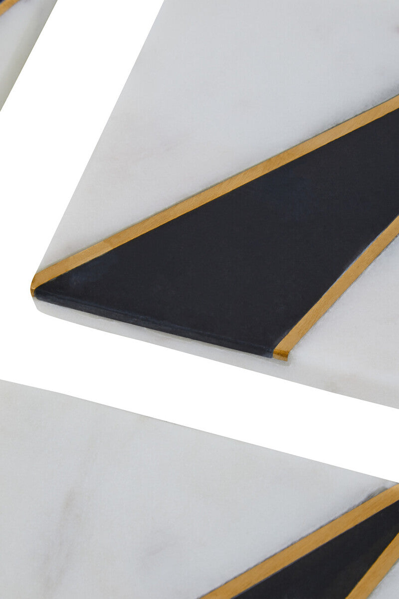 Omari Set of 4 White And Black Marble Coasters