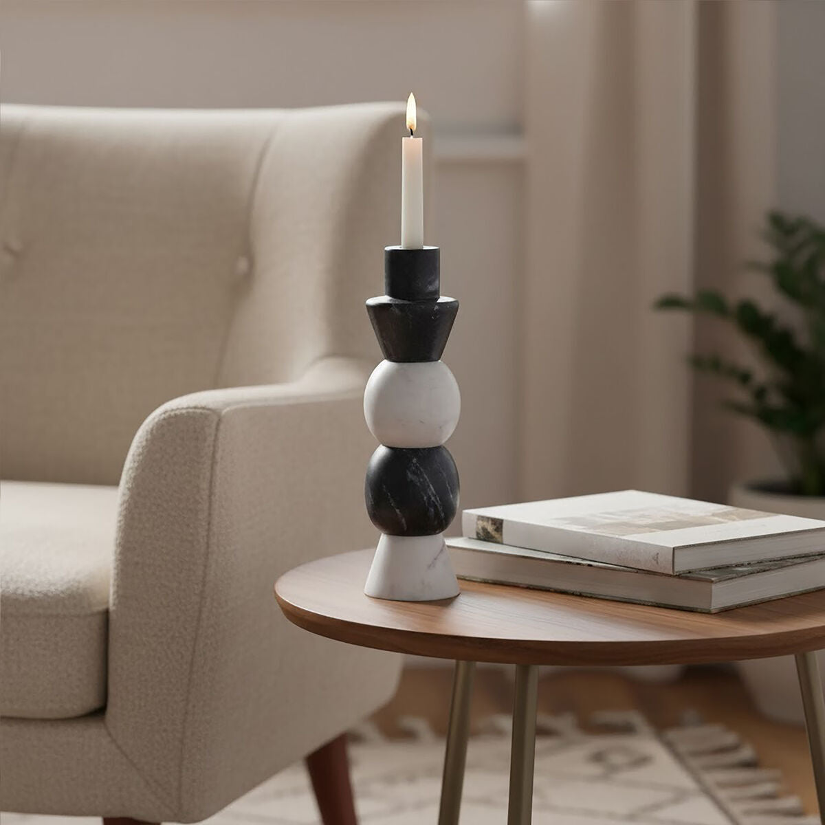 Oxana Layered Marble Candle Holder