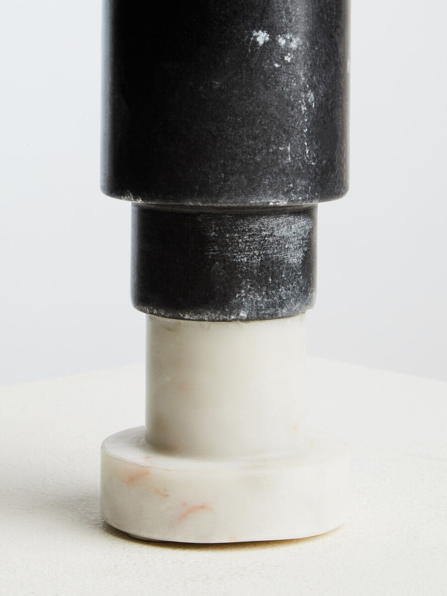 Oxana Black And White Marble Candle Holder
