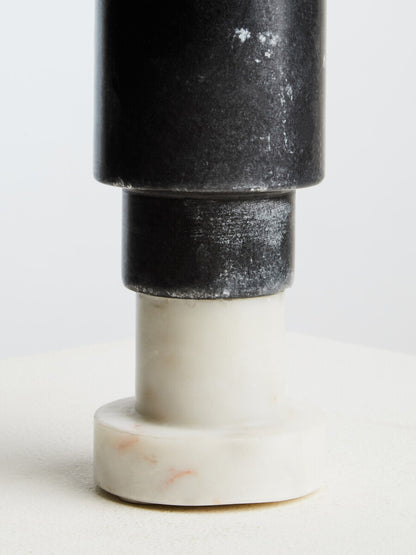 Oxana Black And White Marble Candle Holder