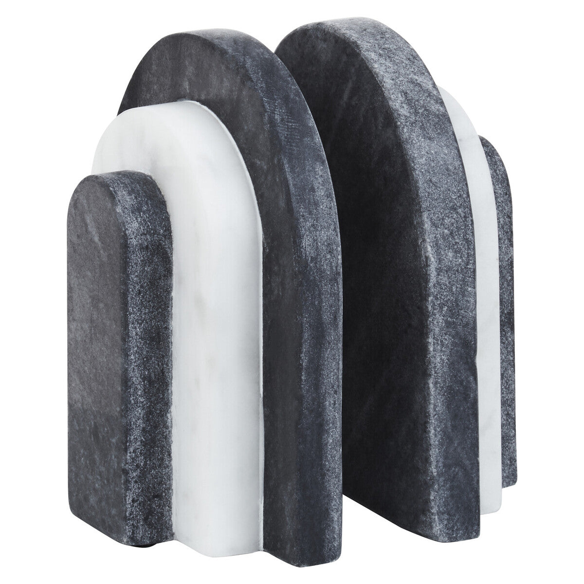 Oxana Black and White Marble Bookends