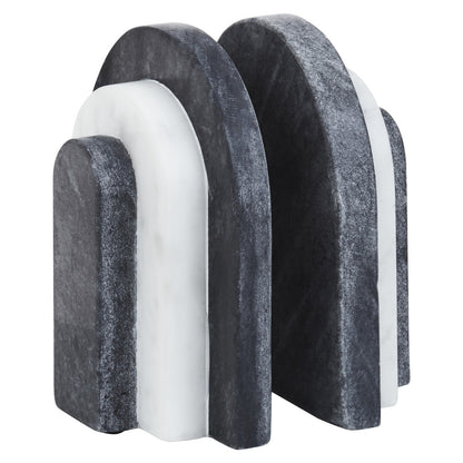 Oxana Black and White Marble Bookends