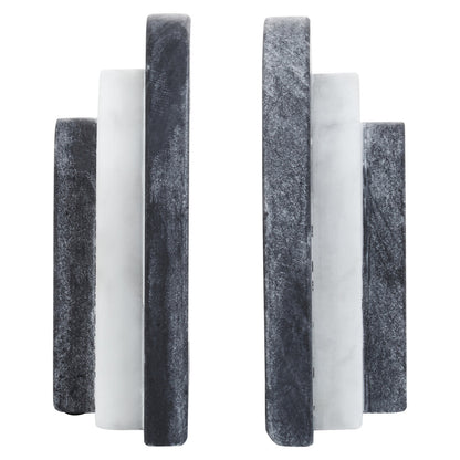 Oxana Black and White Marble Bookends