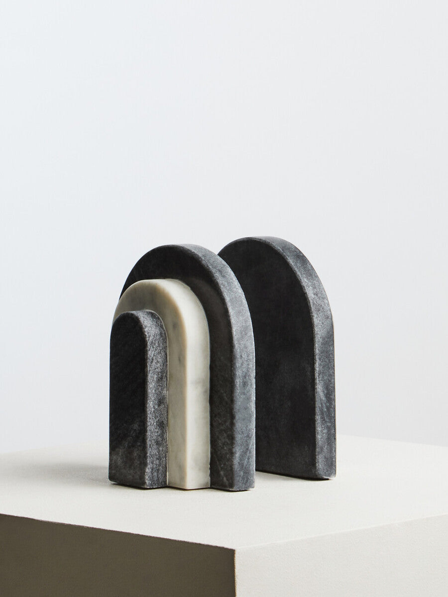 Oxana Black and White Marble Bookends - Image 5