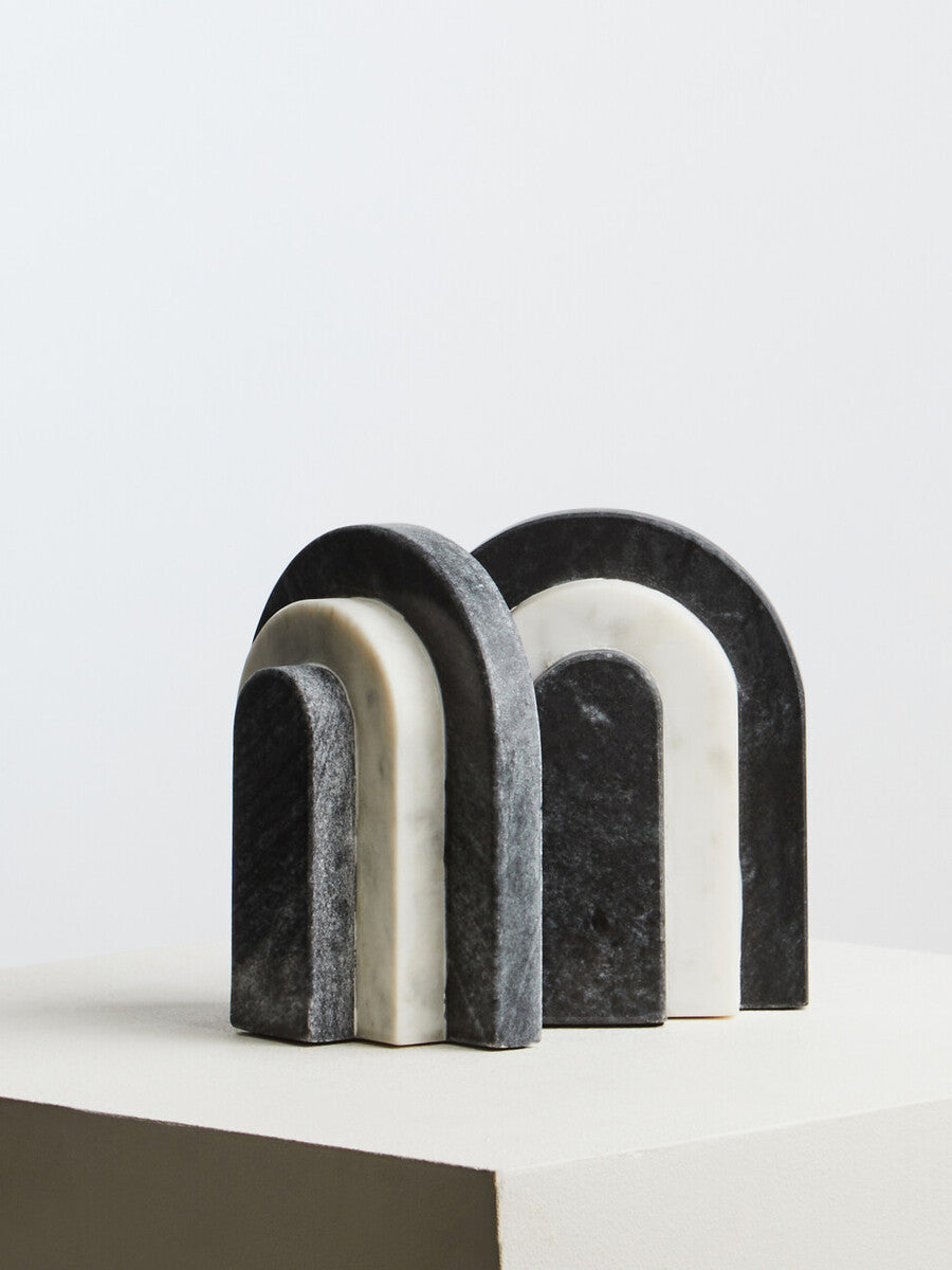 Oxana Black and White Marble Bookends - Image 7