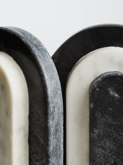 Oxana Black and White Marble Bookends