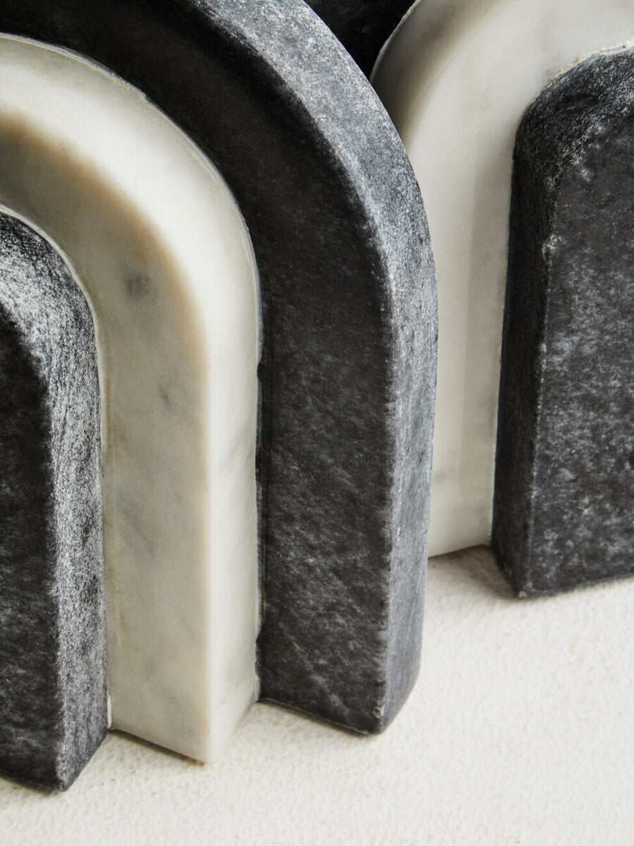 Oxana Black and White Marble Bookends - Image 10