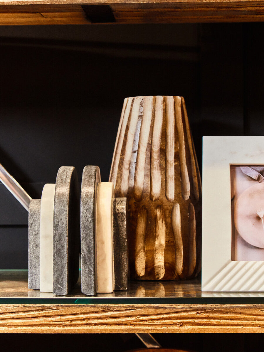 Oxana Black and White Marble Bookends