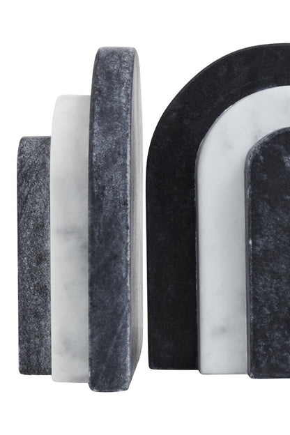 Oxana Black and White Marble Bookends