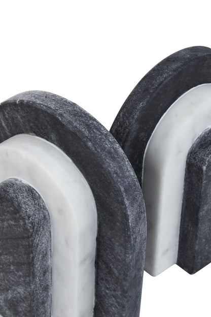 Oxana Black and White Marble Bookends